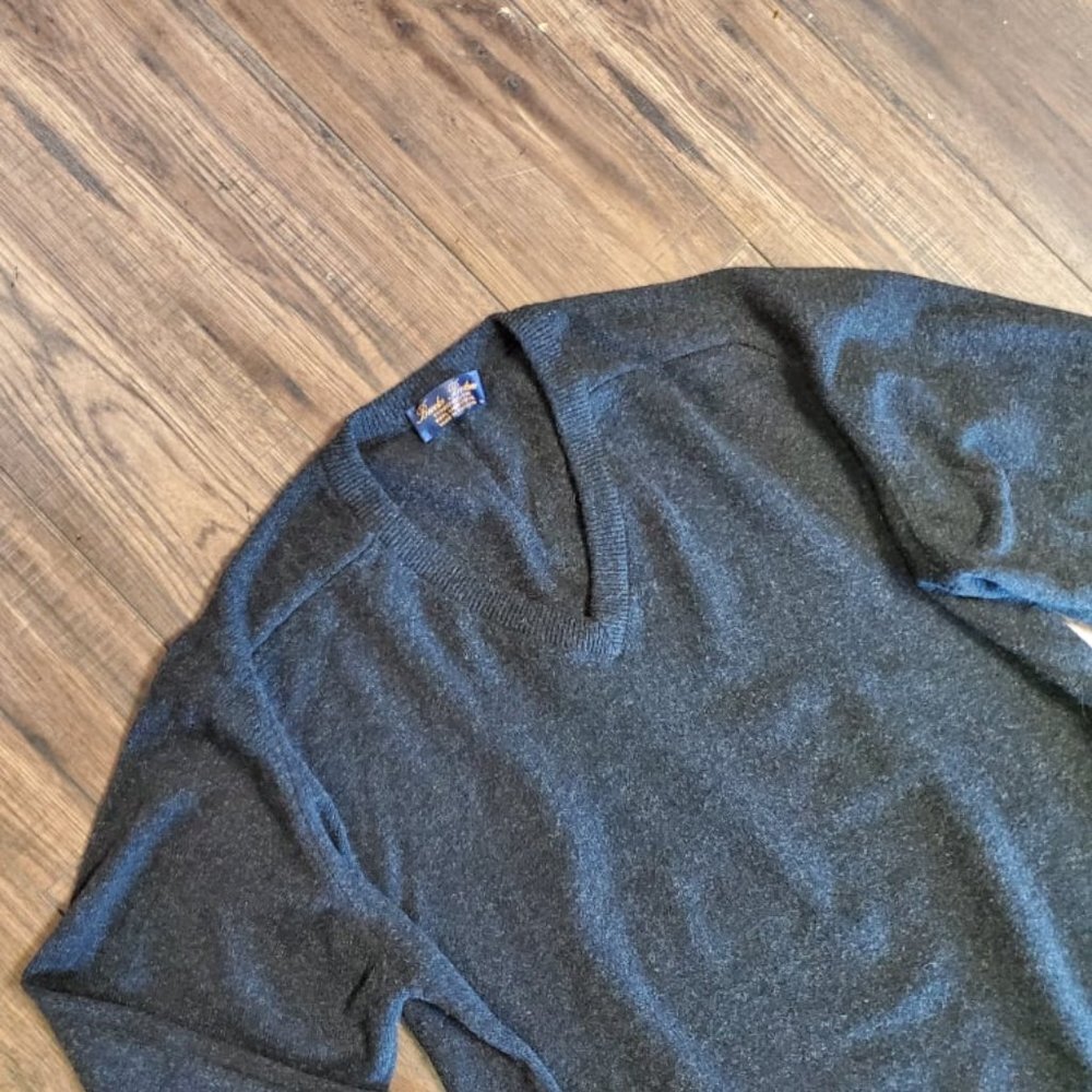 Charcoal Gray Vneck Lambswool Sweater